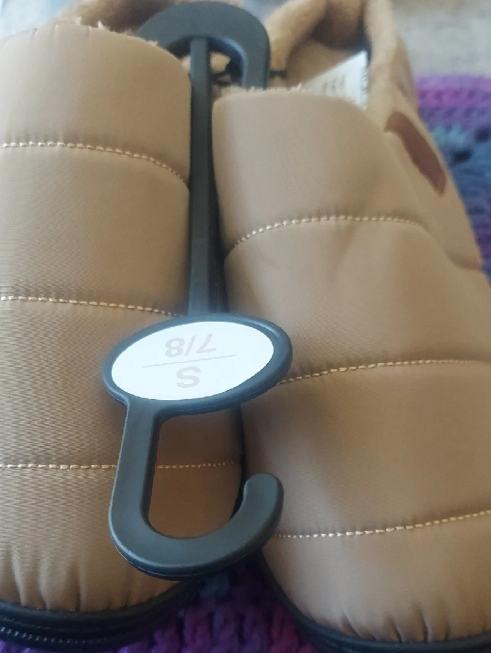 Cozy Quilted Tan Slip-On Women's Slippers - Picture 4 of 5